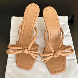 Loeffler Randall Nude Leather Bow Heels